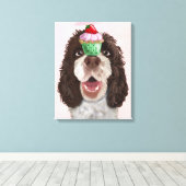 Springer Spaniel met Cupcake Canvas Afdruk (Insitu (Houten vloer))