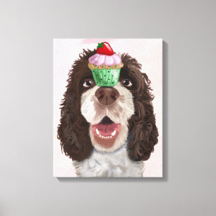 Springer Spaniel met Cupcake Canvas Afdruk