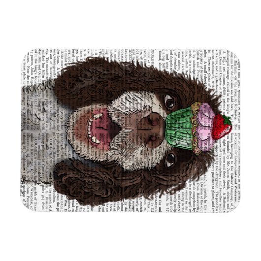 Springer Spaniel met Cupcake Magneet (Horizontaal)