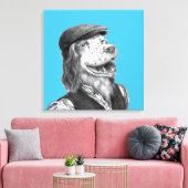 Springer Spaniel met Flat Pet (Old-School Blue) Canvas Afdruk (Insitu (Woonkamer))