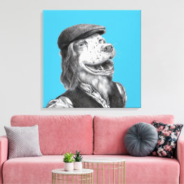 Springer Spaniel met Flat Pet (Old-School Blue) Canvas Afdruk