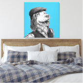 Springer Spaniel met Flat Pet (Old-School Blue) Canvas Afdruk (Insitu (Slaapkamer))