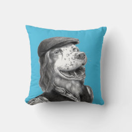 Springer Spaniel met Flat Pet (Old-School Blue) Kussen