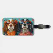 Springer Spaniel met Hart Rozen Valentijnsdag Bagagelabel (Achterkant horizontaal)