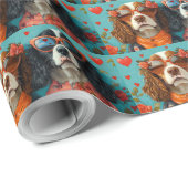 Springer Spaniel met Hartrozen Valentijnsdag Cadeaupapier (Rol Hoek)