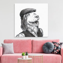 Springer Spaniel met plat Pet (Snow) Canvas Afdruk