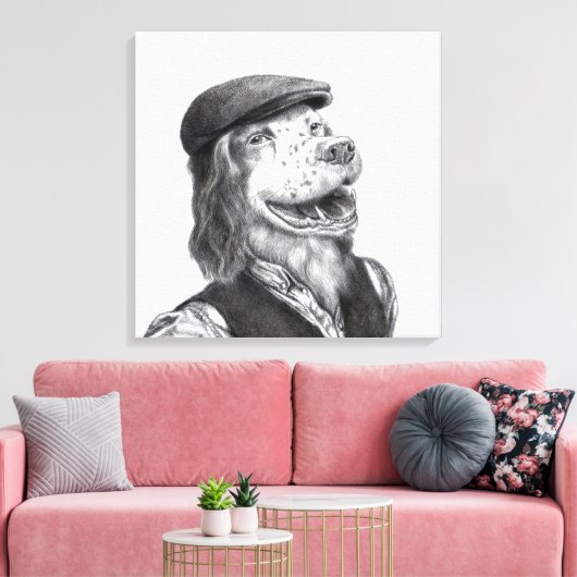 Springer Spaniel met plat Pet (Snow) Canvas Afdruk (Insitu (Woonkamer))