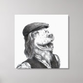 Springer Spaniel met plat Pet (Snow) Canvas Afdruk (Voorkant)