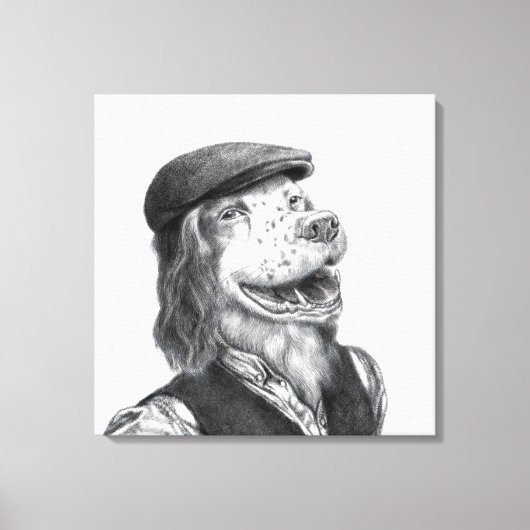 Springer Spaniel met plat Pet (Snow) Canvas Afdruk (Voorkant)