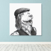 Springer Spaniel met plat Pet (Snow) Canvas Afdruk (Insitu (Houten vloer))