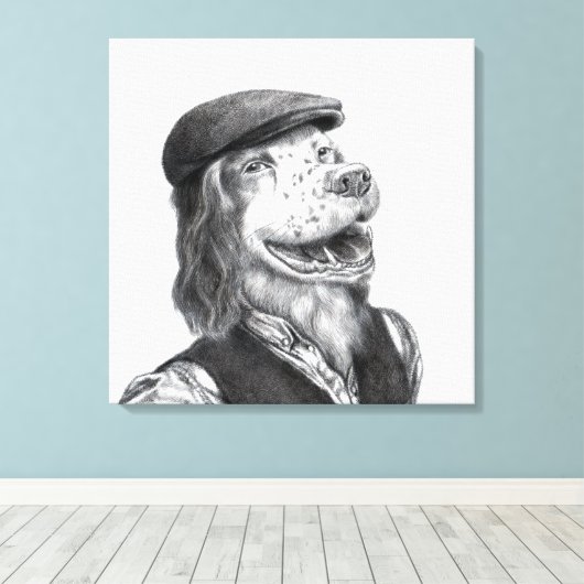 Springer Spaniel met plat Pet (Snow) Canvas Afdruk (Insitu (Houten vloer))