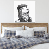 Springer Spaniel met plat Pet (Snow) Canvas Afdruk (Insitu (Slaapkamer))