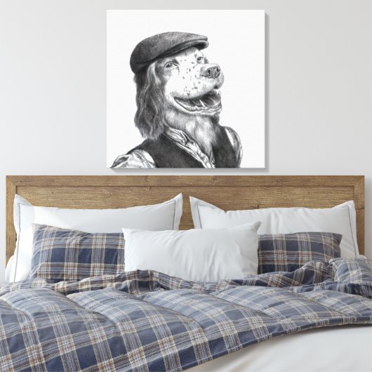 Springer Spaniel met plat Pet (Snow) Canvas Afdruk (Insitu (Slaapkamer))