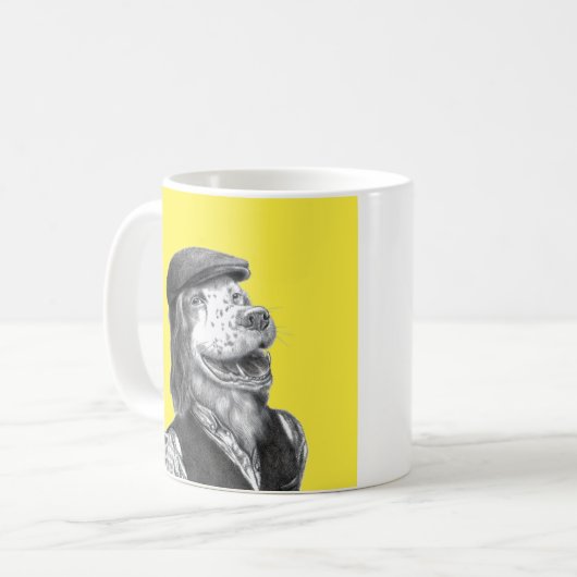 Springer Spaniel met Platte Pet (Retro Geel) Koffiemok (Voorkant links)