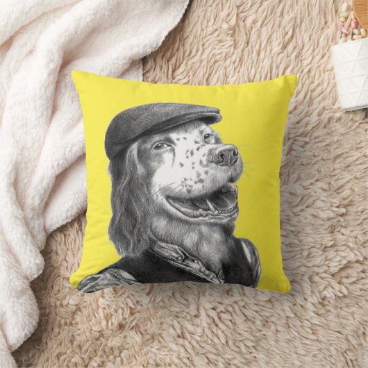 Springer Spaniel met Platte Pet (Retro Geel) Kussen (Deken)