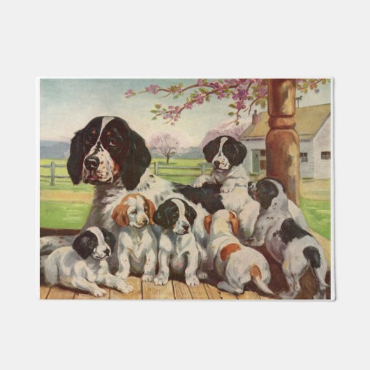 springer spaniel moeder en puppies deurmat (Voorkant)