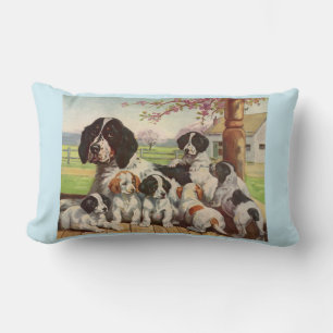 springer spaniel moeder en puppies kussen