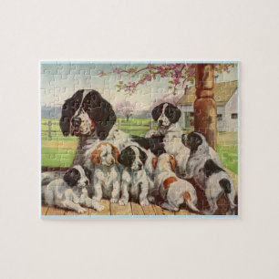 springer spaniel moeder en puppies legpuzzel