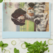springer spaniel moeder en puppies theedoek (Gevouwen)