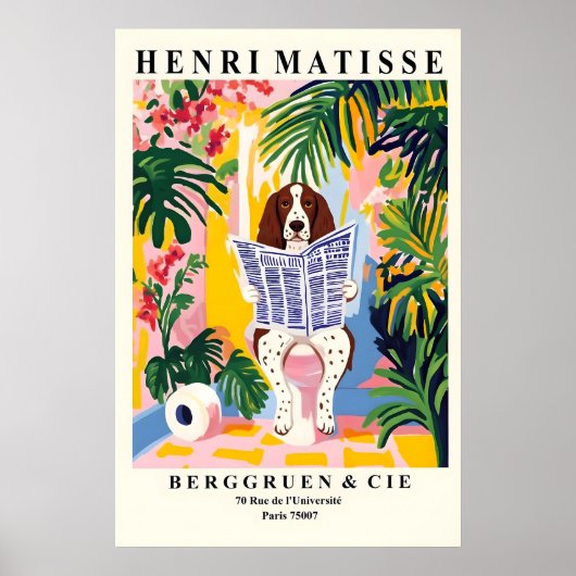 Springer Spaniel Op een Toilet - Grappige Matisse Poster (Voorkant)