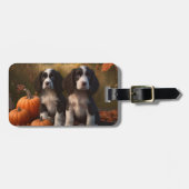 Springer Spaniel Puppy Herfst Delight Pompoen Bagagelabel (Voorkant horizontaal)