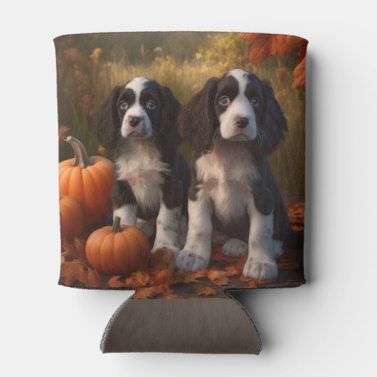 Springer Spaniel Puppy Herfst Delight Pompoen Blikjeskoeler (Achterkant)