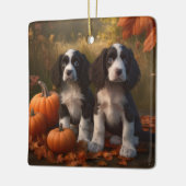 Springer Spaniel Puppy Herfst Delight Pompoen Keramisch Ornament (Links)