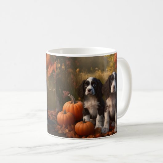 Springer Spaniel Puppy Herfst Delight Pompoen Koffiemok (Voorkant rechts)