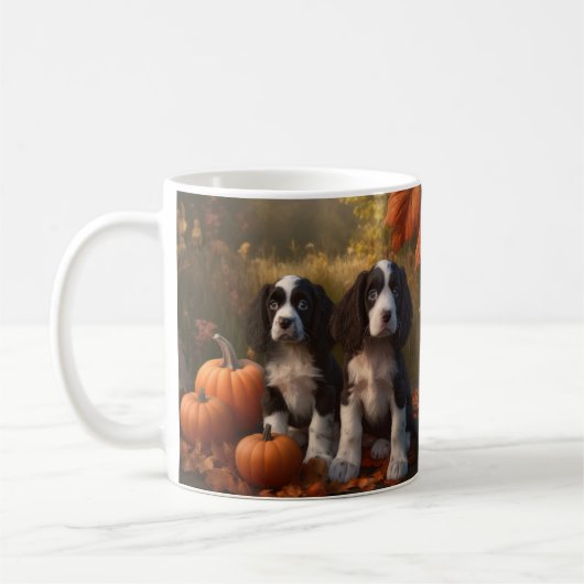 Springer Spaniel Puppy Herfst Delight Pompoen Koffiemok (Links)