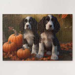Springer Spaniel Puppy Herfst Delight Pompoen Legpuzzel