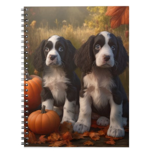 Springer Spaniel Puppy Herfst Delight Pompoen Notitieboek (Voorkant)