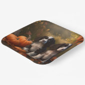 Springer Spaniel Puppy Herfst Delight Pompoen Papieren Bordje (Gebogen)