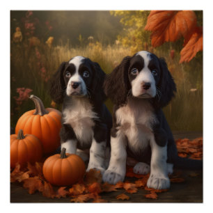 Springer Spaniel Puppy Herfst Delight Pompoen Perfect Poster