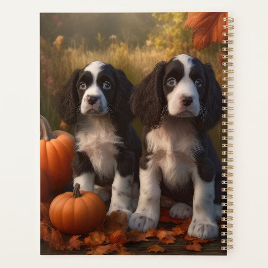Springer Spaniel Puppy Herfst Delight Pompoen Planner (Achterkant)
