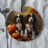 Springer Spaniel Puppy Herfst Delight Pompoen Ronde Button 6,0 Cm (In situ)