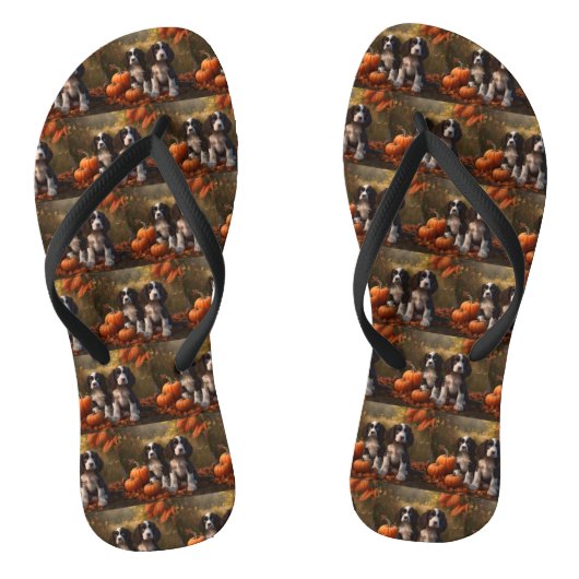 Springer Spaniel Puppy Herfst Delight Pompoen Teenslippers (Voetbed)