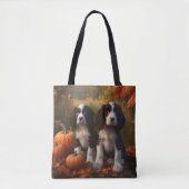Springer Spaniel Puppy Herfst Delight Pompoen Tote Bag (Voorkant)