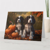 Springer Spaniel Puppy Herfstpracht Pompoen Kaart (Voorkant)