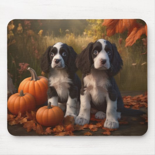 Springer Spaniel Puppy Herfstpracht Pompoen Muismat (Voorkant)
