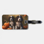 Springer Spaniel Puppy Herfstvreugde Pompoen Bagagelabel (Achterkant horizontaal)