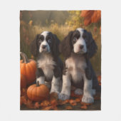 Springer Spaniel Puppy Herfstvreugde Pompoen Fleece Deken (Voorkant)