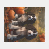 Springer Spaniel Puppy Herfstvreugde Pompoen Fleece Deken (Voorkant (Horizontaal))