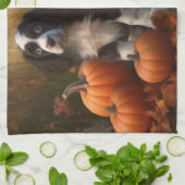 Springer Spaniel Puppy Herfstvreugde Pompoen Theedoek (Gevouwen)