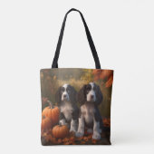 Springer Spaniel Puppy Herfstvreugde Pompoen Tote Bag (Achterkant)