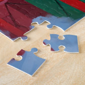 Springer Spaniel Rent Sneeuw met Kerstmuts Legpuzzel (Zijkant)