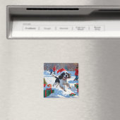 Springer Spaniel Rent Snow met Kerstmuts Magneet (Insitu (Vaatwasser))