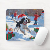 Springer Spaniel Rent Snow met Kerstmuts Muismat (Met muis)