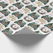 Springer Spaniel Retro Truck Monogram Kerstmis Cadeaupapier (Hoek)