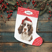Springer Spaniel Santa Hat Sneeuwvlok Border Grote Kerstsok