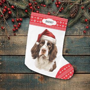 Springer Spaniel Santa Hat Sneeuwvlok Border Grote Kerstsok